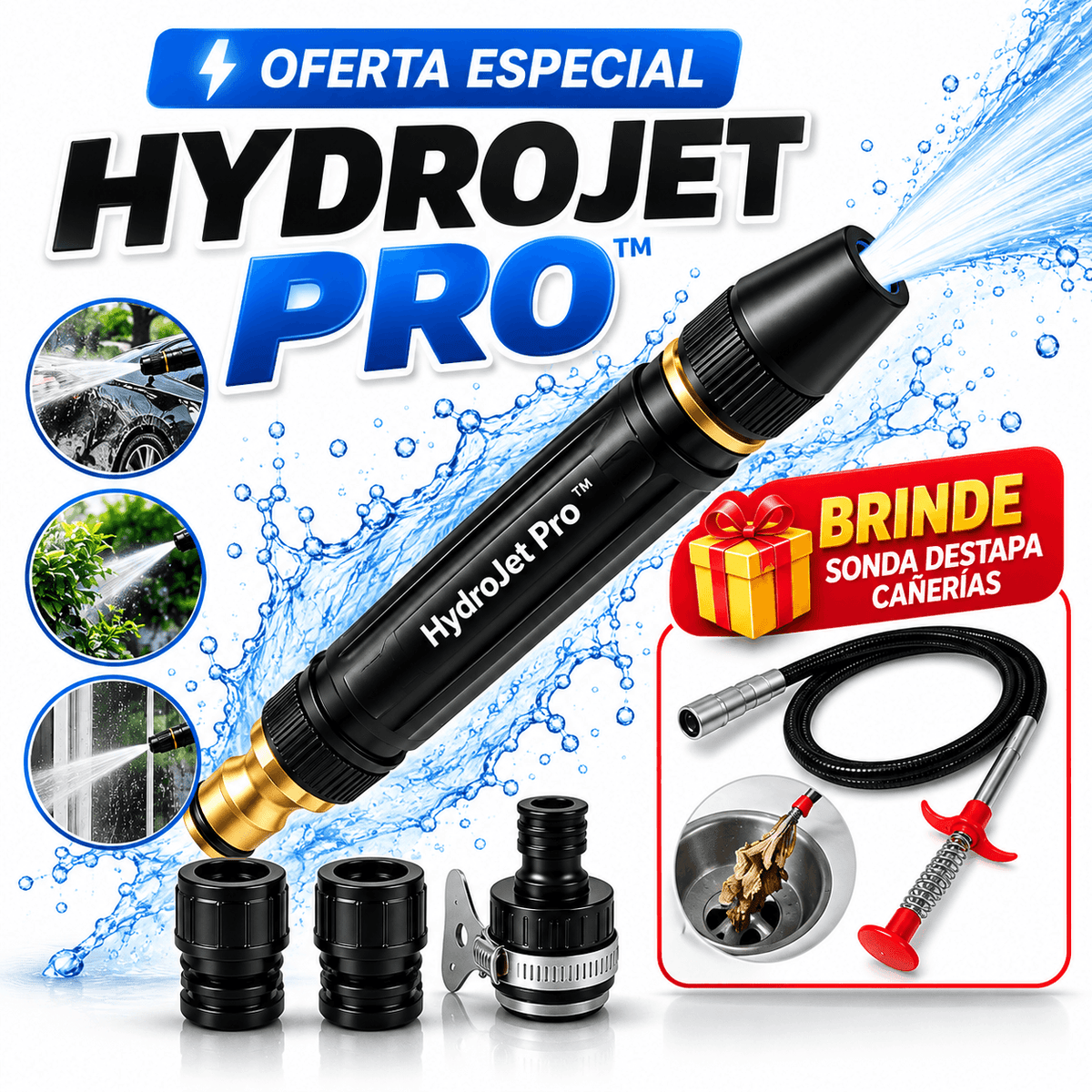 💦 HydroJet Pro™ | Pistola de Alta Presión + Sonda Destapa Cañerías GRATIS 🎁